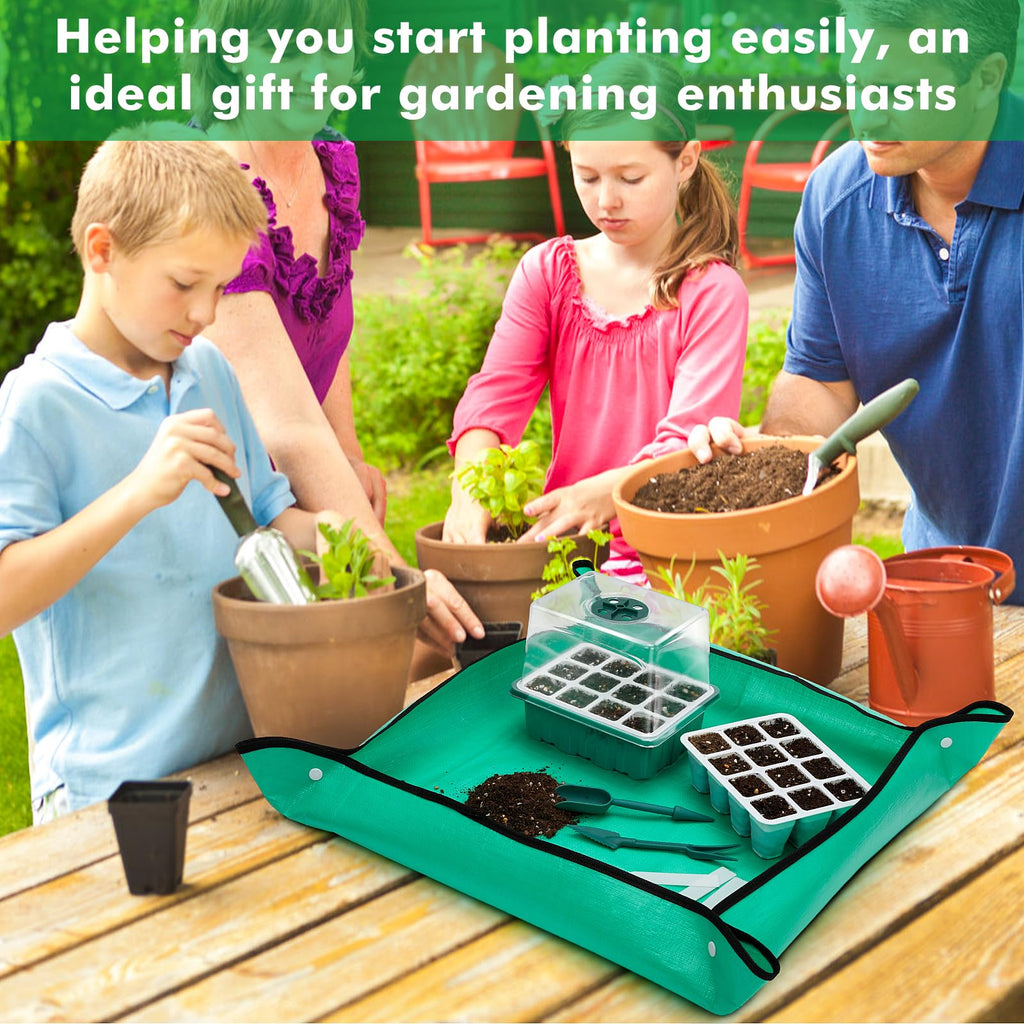 Hanaoyo Reusable Seed Starter Tray with 72 Soft Silicone Cells, 6 Pack Seed Starter Kit with Repotting Mat, Humidity Dome and High Lid, Germination Trays for Indoor Greenhouse Seed Starter