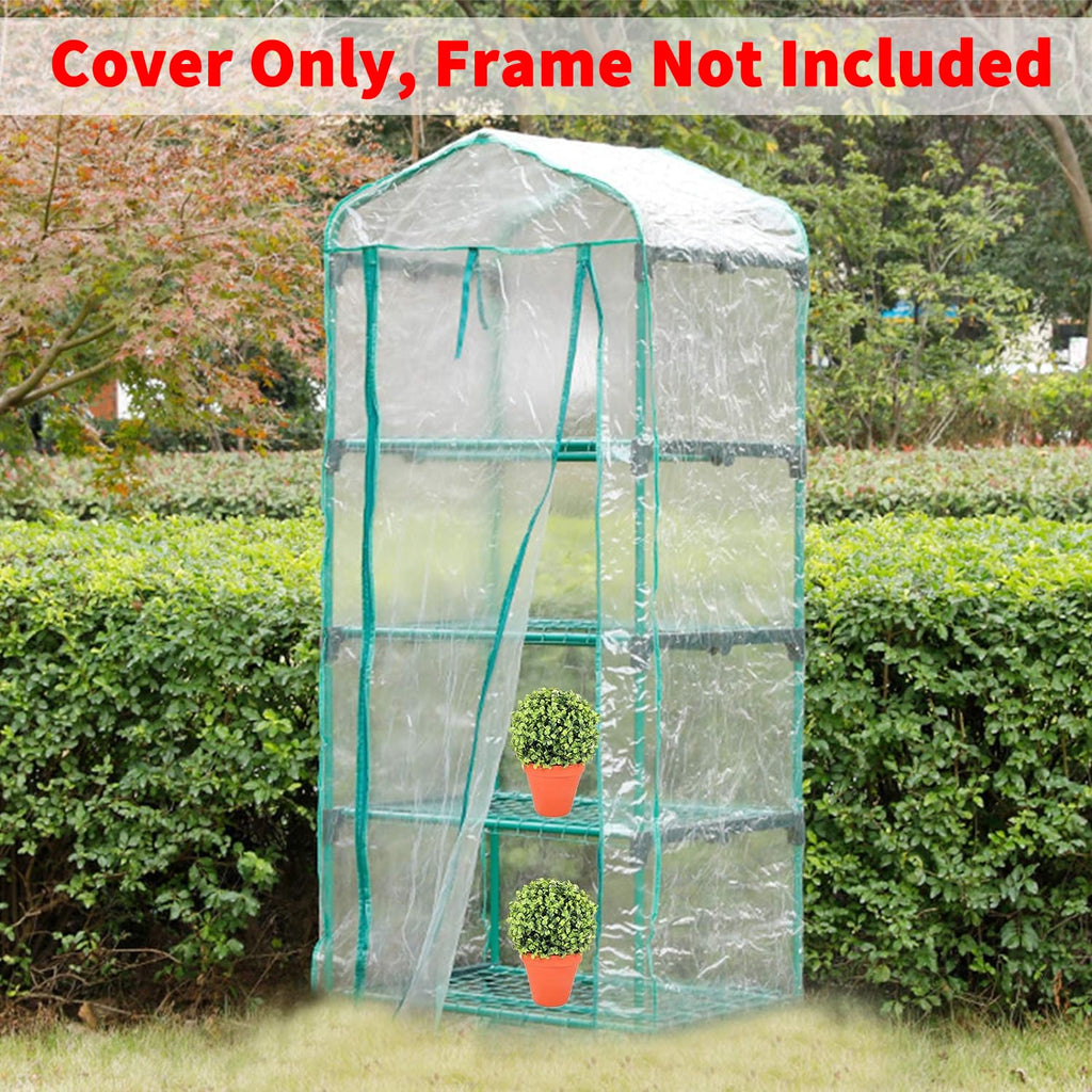 4 Tier Roll-Up Greenhouse Replacement Cover for Plant-63"x27"x19" Clear PVC