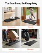 VEVOR 1.6" Rise Cuttable Threshold Ramp for Doorways, 35.4" Wide Natural Rubber Wheelchair Ramp, Non-Slip Solid Rubber Ramp with Double-Sided Tape for Doorways,Driveways,Bathroom,Smooth Tile