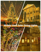 KAQ Solar String Lights Outdoor 2Pack 500LED 180FT Waterproof Warm White