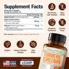 Turmeric Curcumin Supplement with Black Pepper Extract - High Potency Organic Turmeric 1400mg & 95% Curcuminoids for Joint & Digestive Health - Joint Support Supplement - 60 Vegan Curcuma Capsules