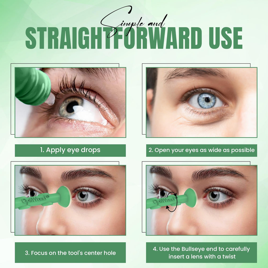 OptiWand 3 Pack Small Soft Contact Lens Removal & Insertion Tool - Silicone Rubber Soft Lens Applicator & Remover Device with Pincher End & Finger Grips - Safe & Easy on Eyes, Travel Size 1.75"