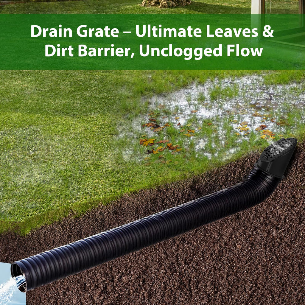 2 Pack 4" Gutter Downspout Extensions, Rain Diverter, Drainage Grate Yard Drain, Drain Emitter for Sump Pump Discharge & Downspout Extensions, Fit 4" SCH 40, 4" SDR 35, 4" Corrugated Pipe-Black