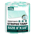 TARPAL Tarps 8x10 Feet Heavy Duty 12mil Tarp Waterproof Striped tarp Multipurpose Protective Cover Weather Proof,UV,Rip and Tear Proof（Green/White）