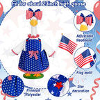 JcHrmers 4th of July Porch Goose Outfit 23 Inch Patriotic Goose Outfits Goose Stars Stripes Dress with Big Poofy Bow American Flag Fits for Independence Day USA 250th Anniversary Festival Decor