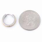 Stainless Steel Mens Hoop Earrings Stripe Gold-tone Color Bevel Edge 16mm