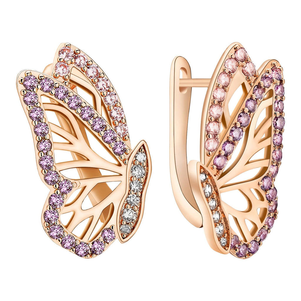 18K Gold Earrings for Women Trendy, Butterfly Earring for Women Gold Hoop Earring, Gold Butterfly Earrings Hypoallergenic Stud