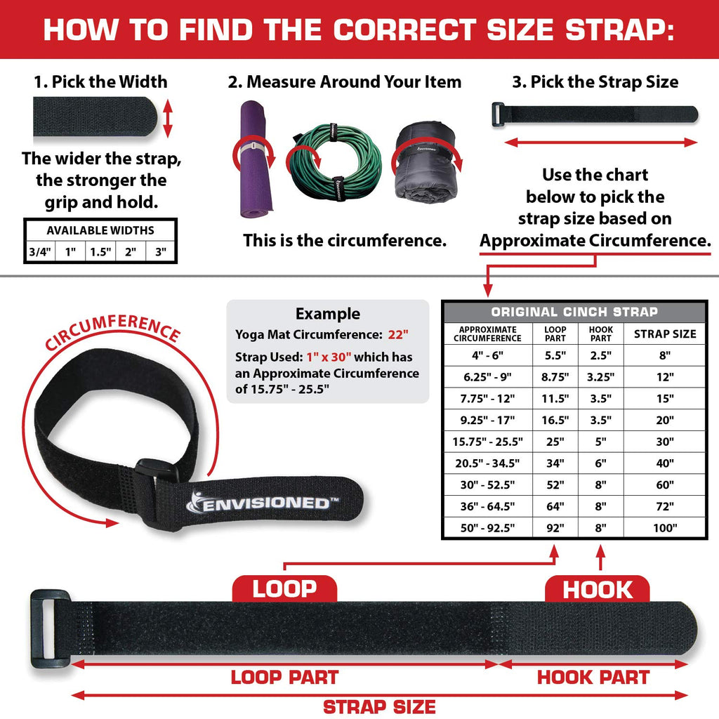 Reusable Cinch Straps 2" x 30" - 6 Pack, Multipurpose Strong Gripping, Quality Hook and Loop Securing Straps (Black)