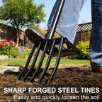 VNIMTI Heavy Duty Pitch Fork, 45-Inch Garden Fork with Strong Steel Tines, Long Handle Pitchfork for Gardening
