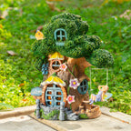 Fairy Garden House, Solar Fairy Houses for Outside, Tree Stump Cottage