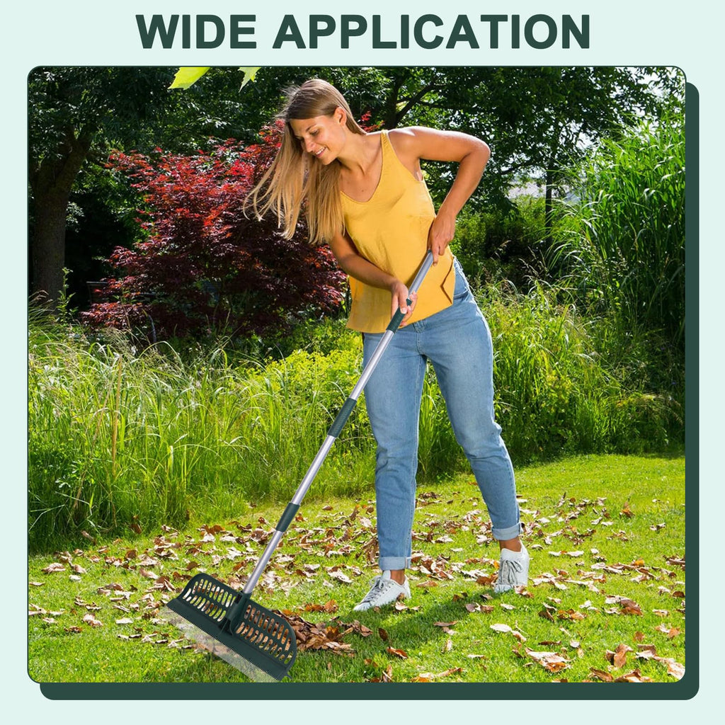 Artificial Turf Rake, Double-Sided Turf Brush Rake with 35-56 Inch Adjustable Steel Handle, Turf Rake for Artificial Grass, Pet Hair, Leaves & Debris – If Any Assembly Issues, Contact Us