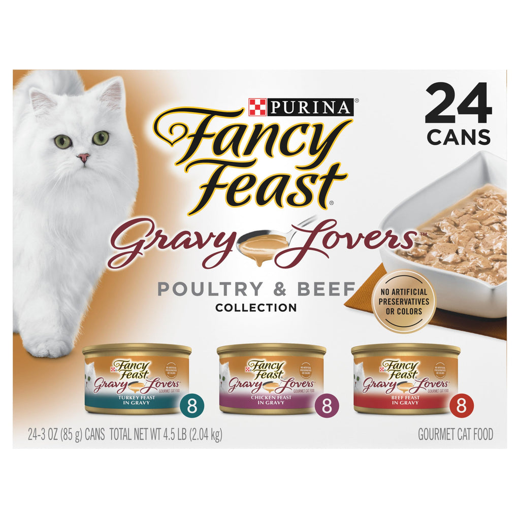Purina Fancy Feast Gravy Lovers, Poultry & Beef Wet Cat Food, 3oz, 24-Pack