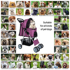 BestPet Pet Stroller Dog Cat Jogger Stroller for Medium Small Dogs Cats Folding Lightweight Travel Stroller with Cup Holder (Purple, 4 Wheels)