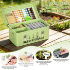 CZMIYRPY 60 Slots Seed Organizer Seed Storage Seed Box 3 Compartments Seeds Organizer Storage Box Metal Garden Seeds Packet Container with Lid and Safety Locks for Flower Plants Garden