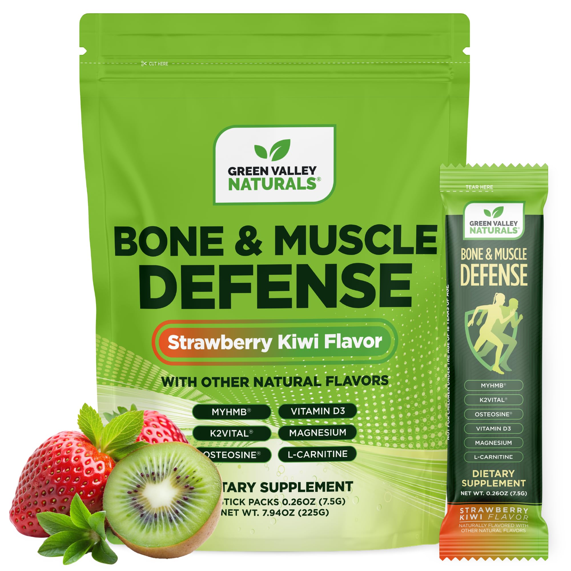 Green Valley Naturals Bone & Muscle Defense On-The-Go Stick, 30 Packs
