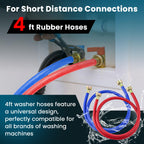 4FT Rubber Washing Machine Hoses for Washer Flexible Burst-proof Rubber Hot and Cold Water hoses 3/4 inch NPT Washer Water Hoses - 2 pack by Fetechmate
