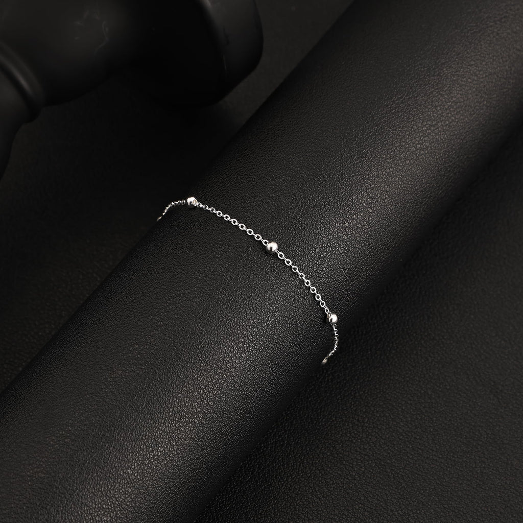 Carffordo 925 Sterling Silver Bracelets for Women, 3mm Bead Link Bracelet