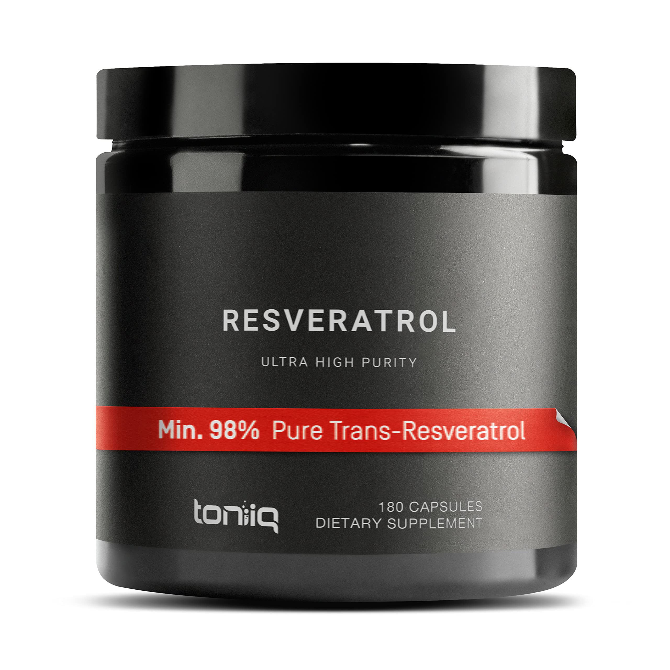 Ultra High Purity Resveratrol Capsules - 98% Trans-Resveratrol - Highly Purified and Highly Bioavailable - 180 Caps Reservatrol Supplement