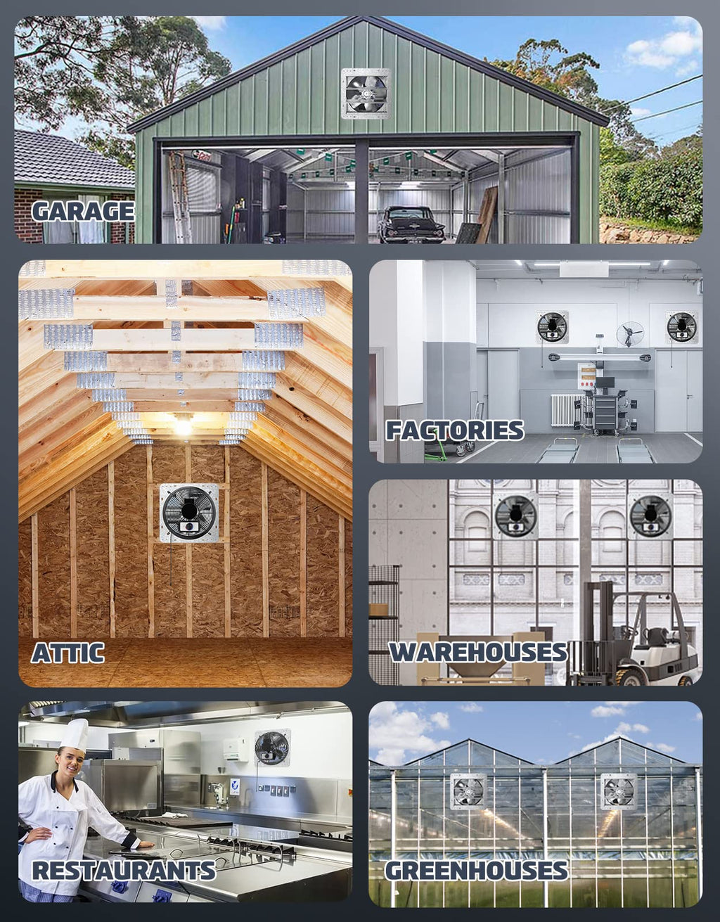 iLIVING 12" Wall Mounted Shutter Exhaust Thermostat Control-3 Speeds Vent Fan For Home Attic, Shed, or Garage Ventilation, 960 CFM, 1200 SQF Coverage Area, Variable, Silver