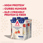 Atkins Strawberry Flavored Protein Shake, High Protein, Low Glycemic, Low Sugar and Low Carb, Keto Friendly, Gluten Free, 12 Count