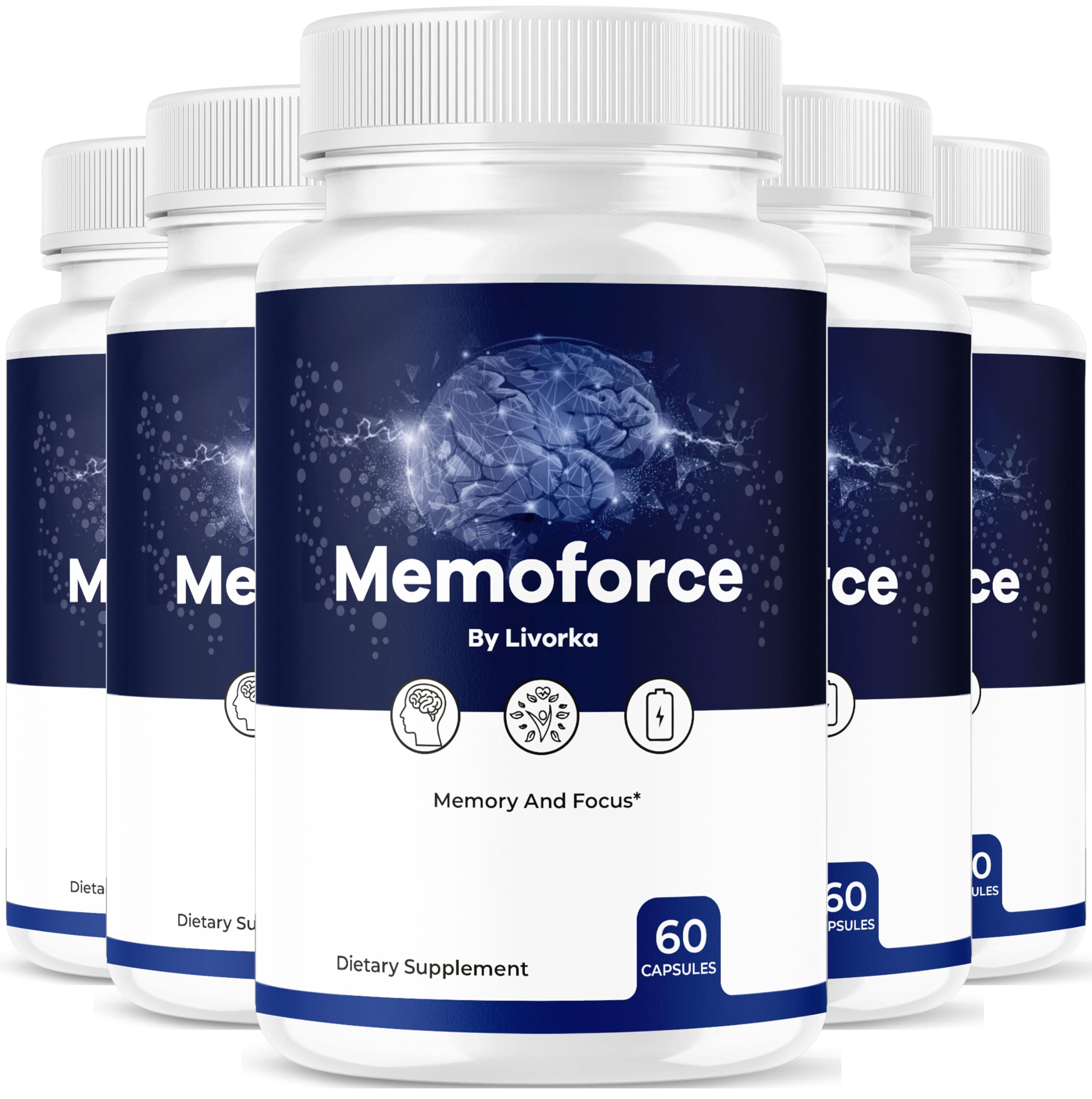 (5 Pack) Memoforce Brain Supplement - Official Memoforce Premium Formula Pills, Advanced Support Memo Force Brain Supplement for Wellness & Overall Health, Memoforce Reviews, 300 Capsules for 5 Months