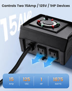 SURAIELEC Mechanical Pool Timer for Above Ground Pools, NEMA 5-15R Plug-in 24-Hour Timer with Dual Outlets, 15A 125V 1HP, Up to 3 Daily Settings, Weatherproof Cover for Pool Pumps, Outdoor Lighting