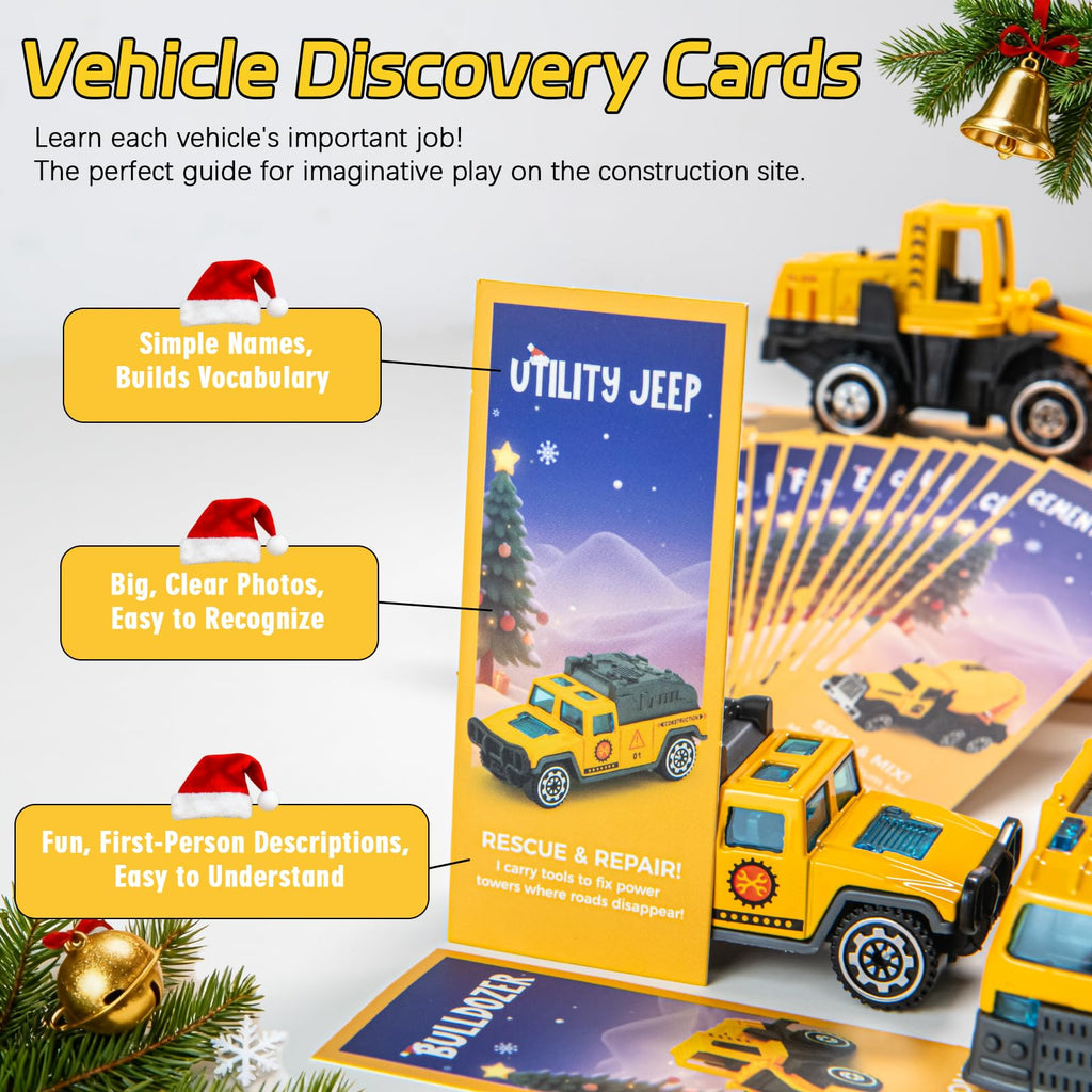 Advent Calendar 2026 for Kids, 24 Days Christmas Countdown Calendar with Alloys Truck Construction Christmas Gift for Kids Boys Girls Children