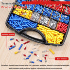 Tnisesm 1100PCS Wire Connector Kit with Crimping Tool, Copper Insulated Electrical Wire Terminals - Ring, Butt, Spade, Fork, Assorted Crimp Connectors in Reusable Carrying Case