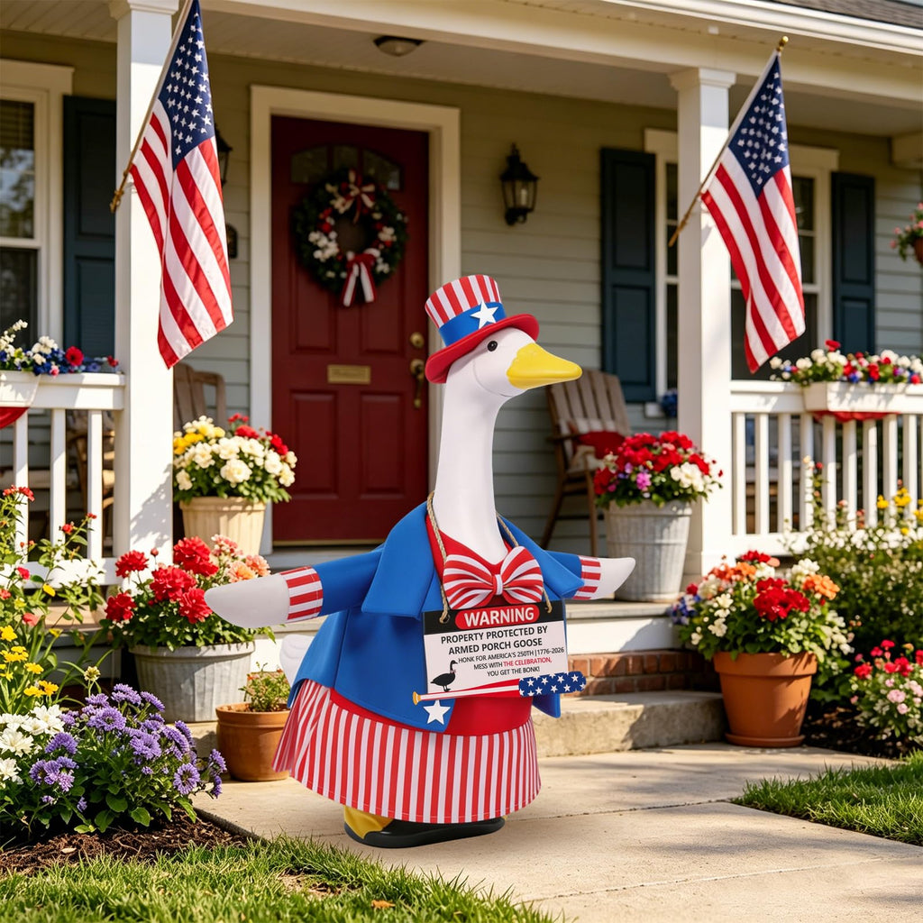 EIHFHIE 250th Independence Day Porch Goose Outfit for 23 Inch Goose Statue