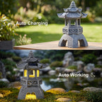 HL3NIGIM Solar Zen Garden Statue, Pagoda Lantern with 3 Solar Panels, Outdoor Decor for Landscape Patio, Balcony and Yard, Gift for Women Mom and Gramma