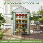 4 Tier Mini Greenhouse - Portable Greenhouse with Locking Wheels and PVC Cover for Indoor or Outdoor Green House by Pure Garden