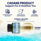 Organic Cadane 2 Packs Irish Sea Moss Powder Capsules & VitaminC, D3, Zin.C, Bladderwrack, Burdock Root, Apple Cider, Elderberry, Pepper - Supports Immune System & Overall Health