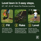 Rocklin™ Lawn Leveling Rake – 22” x 10” Stainless Steel Leveling Tool with 78” Handle | Smooth & Level Soil, Sand or Grass | Durable Leveling Tool for Lawn, Yard and Garden