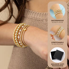 Yoosteel Gold Beaded Bracelets for Women Teen Girls, Gold Plated Jewelry
