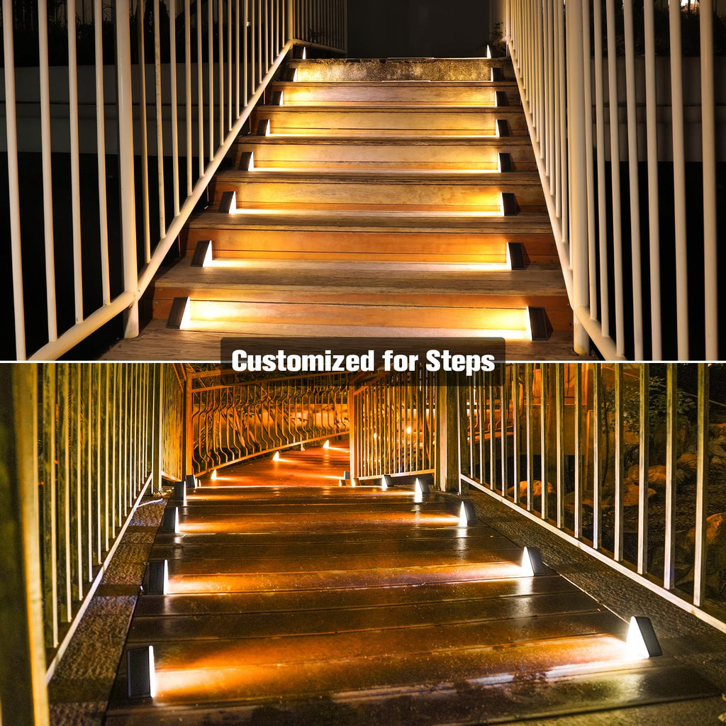 VOLISUN Solar Step Lights for Outside, Solar Stair Lights Outdoor Waterproof IP67, LED Outdoor Step Light, 80 Lumen, Deck Light for Outside, Front Porch and Patio(Black,16 Pack)
