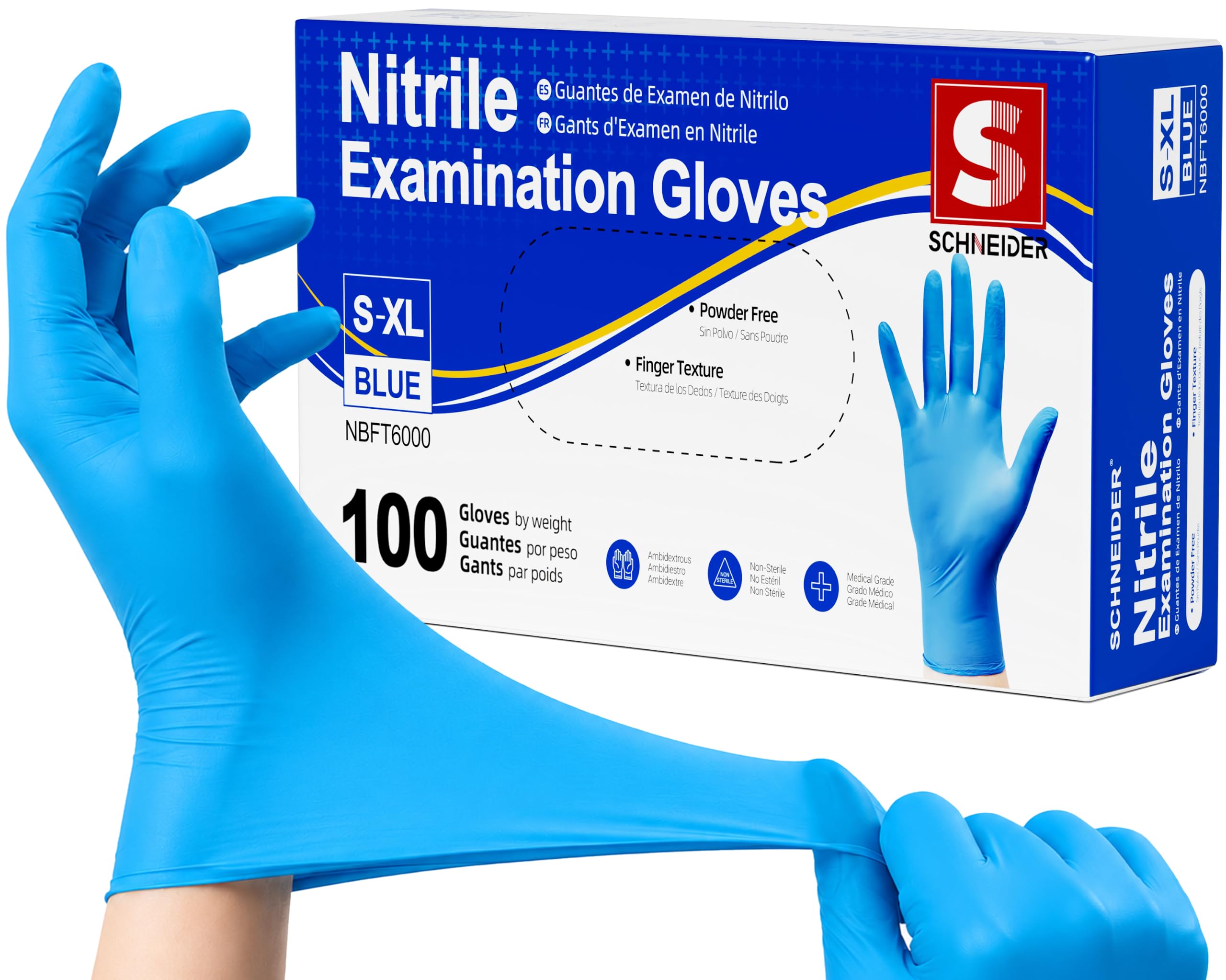 Schneider Medical Exam Glove, Gloves Disposable Latex Free, Powder Free