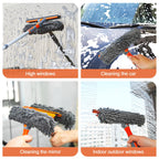 Eazer 89'' Squeegee Window Cleaner 2 in 1 Rotatable Window Cleaning Tool Kit with Extension Pole, Window Washing Equipment with Bendable Head for Indoor/Outdoor Window and Car Glass
