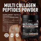 Premium Multi Collagen Peptides Powder (1, 2, 3, 5 & 10) with Protein. Vitamin C, Biotin, Hyaluronic Acid, for Hair Skin and Nails - Marine, Bovine, Chicken & Eggshell (Unflavored, 45 Servings)