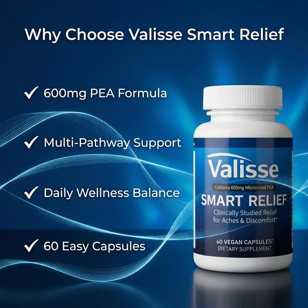 Jqewlg Valisse Smart Relief Pea 600mg - Multi-Pathway Support Formula, Immune Balance, Calm Mind & Body, Joint Comfort & Mobility Support - 60 Capsules