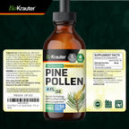 BIO KRAUTER® Pine Pollen for Men's Support - Pure & Vegan Pine Pollen Tincture 685 mg per Serving 4 Fl.Oz 56-Day Supply - Immune Support Supplement & Antioxidants - Alcohol & Sugar Free