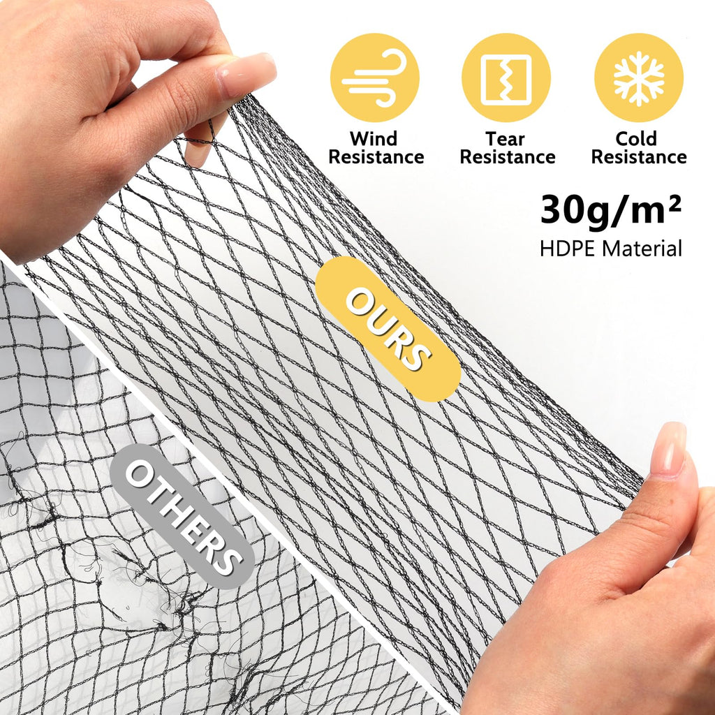 Jvgoo Bird Netting for Garden, 13 x 40 FT Bird Netting for Chicken Coop, Heavy Duty Garden Poultry Net Mesh with Ties and Staples for Fruit Trees Vegetables Against Birds, Deer, Squirrels