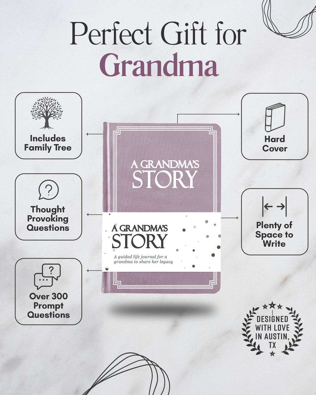 Grandma's Life Story Journal (Hardcover): A Meaningful Keepsake for Grandma to Share Her Journey & Memories, Book Includes 250+ Prompt Questions, Sentimental Gift for Mother's Day, Birthday, Christmas