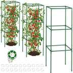 3 Pack Tomato Cages with Clips & Garden Wire, Outdoor Heavy Duty Steel Square Tomato Plant Support Stakes Garden Trellis for Climbing Plants Vegetables Flowers Fruits (41.5 Inch)