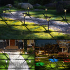 CINOTON 6 Pack RGBCW Solar Pathway Outdoor Lights, 3 Lighting Modes Solar LED Garden Light, IP65 Waterproof Outside Solar Powered Landscape Lighting for Patio Walkway Yard Driveway RGB/Warm/Cold White