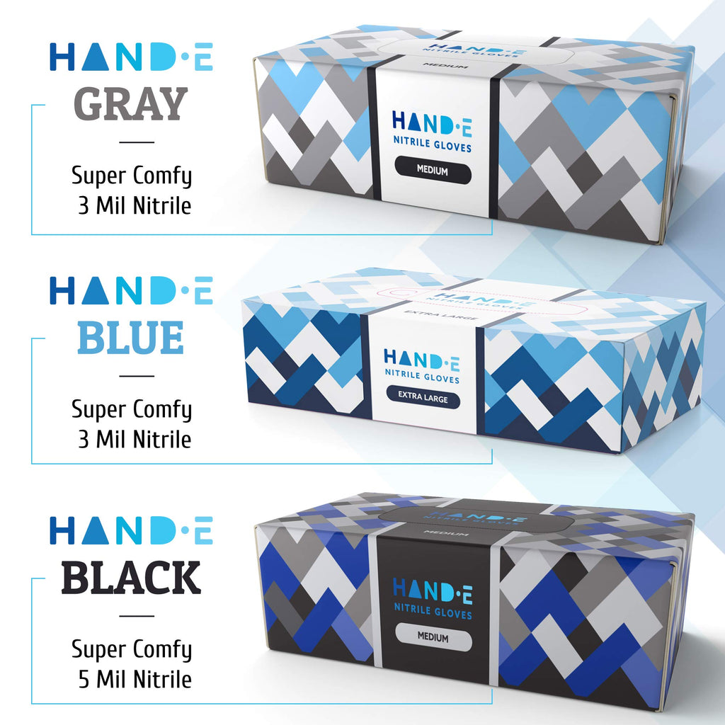 Hand-E Touch Blue Nitrile Disposable Gloves Medium 200 Count - Latex Free Medical Exam Gloves, Powder Free, Food Safe, Cooking
