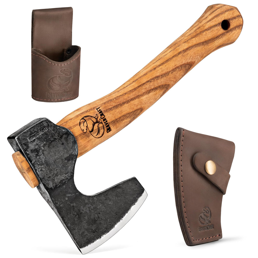 BeaverCraft Bushcraft Hatchet Wood Carving Axe AX6 - Forged Camping Axes & Hatchets - Wood Chopping Axe, Hand Gardening Axes for Splitting - Backpacking Hatchet