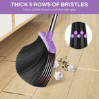 EZKEY Broom and Dustpan Set for Home, 51-in Long Adjustable Handle Angle Broom and Dustpan Combo Set with Dust Pan Teeth to Clean Hair for Home Kitchen Office Lobby Floor Garden (Black&Purple)