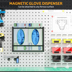THYGIFTREE Magnetic Glove Holder for 2 Boxes, Wall Mount Metal Rubber Latex Disposable Gloves Tissue Dispenser for Toolbox Garage Workshop Kitchen Fridge