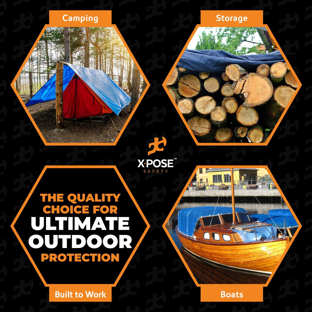 Better Blue Poly Tarp 12' x 16' (12-Pack) - Multipurpose Protective Cover - Lightweight, Durable, Waterproof, Weather Proof - 5 Mil Thick Polyethylene - by Xpose Safety