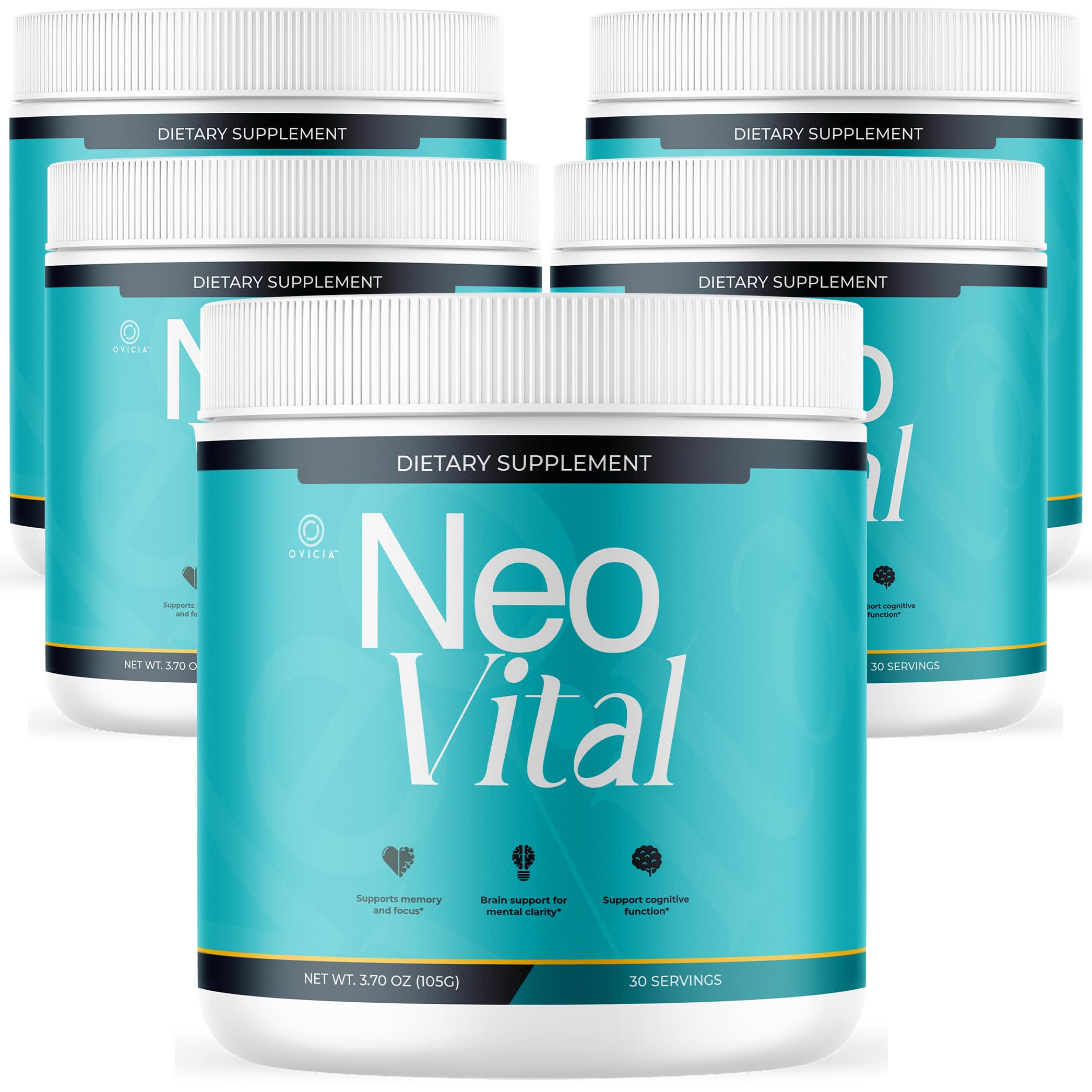 (5 Pack) Neo Vital - Official NeoVital Powder Advanced Premium Formula with All Natural Ingredients Maximum Strength, Neo Vital Memory Powder for Brain Health Wellness, 300 Servings for 5 Months